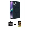 MARSİLYAN™- iPhone 14 Kılıf Çekirdek Modern Prime - Siyah Buffer Cam Ekran Koruyucu + PVD Metal Kamera Lens - TU