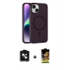 MARSİLYAN™- iPhone 14 Kılıf Çekirdek Modern Prime - Siyah Buffer Cam Ekran Koruyucu + PVD Metal Kamera Lens - TU