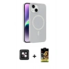 MARSİLYAN™- iPhone 14 Kılıf Çekirdek Modern Prime - Siyah Buffer Cam Ekran Koruyucu + PVD Metal Kamera Lens - PE