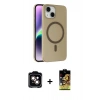 MARSİLYAN™- iPhone 14 Kılıf Çekirdek Modern Prime - Siyah Buffer Cam Ekran Koruyucu + PVD Metal Kamera Lens - TU