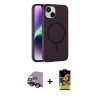 MARSİLYAN™- iPhone 14 Kılıf Çekirdek Modern Prime - Siyah Buffer Cam Ekran Koruyucu + Raze Metal Kamera Lens - SH