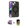 MARSİLYAN™- iPhone 14 Kılıf Çekirdek Modern Prime - Siyah Buffer Cam Ekran Koruyucu + Raze Metal Kamera Lens - SH