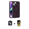 MARSİLYAN™- iPhone 14 Kılıf Çekirdek Modern Prime - Siyah Buffer Cam Ekran Koruyucu + Siyah PVD Metal Kamera Lens