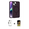 MARSİLYAN™- iPhone 14 Kılıf Çekirdek Modern Prime - Siyah Buffer Cam Ekran Koruyucu + Siyah Shine Kamera Lens