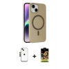MARSİLYAN™- iPhone 14 Kılıf Çekirdek Modern Prime - Siyah Buffer Cam Ekran Koruyucu + Siyah Shine Kamera Lens