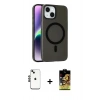 MARSİLYAN™- iPhone 14 Kılıf Çekirdek Modern Prime - Siyah Buffer Cam Ekran Koruyucu + Siyah Shine Kamera Lens