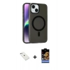 MARSİLYAN™- iPhone 14 Kılıf Çekirdek Modern Prime - Siyah Buffer Hayalet Cam Ekran Koruyucu + Diamond Kamera Lens - SABE