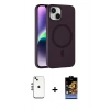 MARSİLYAN™- iPhone 14 Kılıf Çekirdek Modern Prime - Siyah Buffer Hayalet Cam Ekran Koruyucu + Shine Kamera Lens - GS