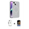 MARSİLYAN™- iPhone 14 Kılıf Çekirdek Modern Prime - Siyah Buffer Hayalet Cam Ekran Koruyucu + Shine Kamera Lens - GS