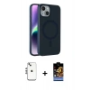 MARSİLYAN™- iPhone 14 Kılıf Çekirdek Modern Prime - Siyah Buffer Hayalet Cam Ekran Koruyucu + Shine Kamera Lens - GS