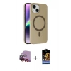 MARSİLYAN™- iPhone 14 Kılıf Çekirdek Modern Prime - Siyah Buffer Hayalet Cam Ekran Koruyucu + Raze Metal Kamera Lens - KI