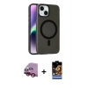 MARSİLYAN™- iPhone 14 Kılıf Çekirdek Modern Prime - Siyah Buffer Hayalet Cam Ekran Koruyucu + Raze Metal Kamera Lens - KI
