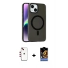 MARSİLYAN™- iPhone 14 Kılıf Çekirdek Modern Prime - Siyah Buffer Hayalet Cam Ekran Koruyucu + Shine Kamera Lens - KI