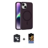 MARSİLYAN™- iPhone 14 Kılıf Çekirdek Modern Prime - Siyah Buffer Hayalet Cam Ekran Koruyucu + PVD Metal Kamera Lens - SH