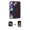 MARSİLYAN™- iPhone 14 Kılıf Çekirdek Modern Prime - Siyah Buffer Hayalet Cam Ekran Koruyucu + PVD Metal Kamera Lens - TU