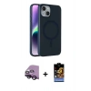 MARSİLYAN™- iPhone 14 Kılıf Çekirdek Modern Prime - Siyah Buffer Hayalet Cam Ekran Koruyucu + Raze Metal Kamera Lens - SH