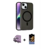 MARSİLYAN™- iPhone 14 Kılıf Çekirdek Modern Prime - Siyah Buffer Hayalet Cam Ekran Koruyucu + Raze Metal Kamera Lens - GS