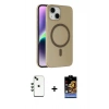MARSİLYAN™- iPhone 14 Kılıf Çekirdek Modern Prime - Siyah Buffer Hayalet Cam Ekran Koruyucu + Shine Kamera Lens - YL