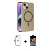 MARSİLYAN™- iPhone 14 Kılıf Çekirdek Modern Prime - Siyah Buffer Hayalet Cam Ekran Koruyucu + Shine Kamera Lens - GI