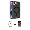 MARSİLYAN™- iPhone 14 Kılıf Çekirdek Modern Prime - Siyah Buffer Hayalet Cam Ekran Koruyucu + Shine Kamera Lens - GI