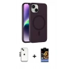 MARSİLYAN™- iPhone 14 Kılıf Çekirdek Modern Prime - Siyah Buffer Hayalet Cam Ekran Koruyucu + Shine Kamera Lens - SH