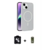 MARSİLYAN™- iPhone 14 Kılıf Çekirdek Modern Prime - Siyah Joko Magic 5D Hayalet Cam + PVD Metal Kamera Lens - MI