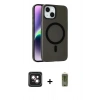 MARSİLYAN™- iPhone 14 Kılıf Çekirdek Modern Prime - Siyah Joko Magic 5D Hayalet Cam + PVD Metal Kamera Lens - PE