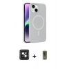 MARSİLYAN™- iPhone 14 Kılıf Çekirdek Modern Prime - Siyah Joko Magic 5D Hayalet Cam + PVD Metal Kamera Lens - PE