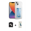 MARSİLYAN™- iPhone 14 Kılıf Doruk Klasik Koleksiyonu - Şeffaf Pasifik Cam Ekran Koruyucu + PVD Metal Kamera Lens - TU