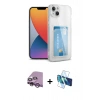 MARSİLYAN™- iPhone 14 Kılıf Doruk Klasik Koleksiyonu - Siyah 3D Antistatik Cam Ekran Koruyucu + Raze Metal Kamera Lens - MR