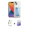 MARSİLYAN™- iPhone 14 Kılıf Doruk Klasik Koleksiyonu - Siyah Bilvis 5in1 5D Magic Hayalet Cam Ekran Koruyucu + Shine Kamera Lens - GD