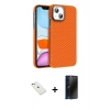 MARSİLYAN™- iPhone 14 Kılıf Doruk Serisi - Siyah 3D Antistatik Hayalet Cam Ekran Koruyucu + Diamond Kamera Lens - SABE