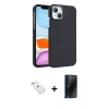 MARSİLYAN™- iPhone 14 Kılıf Doruk Serisi - Siyah 3D Antistatik Hayalet Cam Ekran Koruyucu + Diamond Kamera Lens - SABE