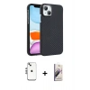 MARSİLYAN™- iPhone 14 Kılıf Doruk Serisi - Siyah Bilvis 3D Mat Cam Ekran Koruyucu + Shine Kamera Lens - GS
