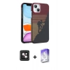 MARSİLYAN™- iPhone 14 Kılıf Doruk Serisi - Siyah Bilvis 5in1 3D Magic Cam Ekran Koruyucu + PVD Metal Kamera Lens - PE