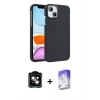 MARSİLYAN™- iPhone 14 Kılıf Doruk Serisi - Siyah Bilvis 5in1 3D Magic Cam Ekran Koruyucu + PVD Metal Kamera Lens - TU
