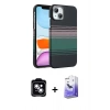 MARSİLYAN™- iPhone 14 Kılıf Doruk Serisi - Siyah Bilvis 5in1 5D Magic Hayalet Cam Ekran Koruyucu + PVD Metal Kamera Lens - MI
