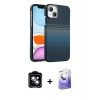 MARSİLYAN™- iPhone 14 Kılıf Doruk Serisi - Siyah Bilvis 5in1 5D Magic Hayalet Cam Ekran Koruyucu + PVD Metal Kamera Lens - MI