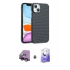 MARSİLYAN™- iPhone 14 Kılıf Doruk Serisi - Siyah Bilvis 5in1 5D Magic Hayalet Cam Ekran Koruyucu + Raze Metal Kamera Lens - SH