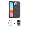 MARSİLYAN™- iPhone 14 Kılıf Doruk Serisi - Siyah Buffer Cam Ekran Koruyucu + Shine Kamera Lens - GI
