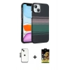 MARSİLYAN™- iPhone 14 Kılıf Doruk Serisi - Siyah Buffer Cam Ekran Koruyucu + Shine Kamera Lens - SH