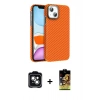 MARSİLYAN™- iPhone 14 Kılıf Doruk Serisi - Siyah Buffer Cam Ekran Koruyucu + PVD Metal Kamera Lens - YL