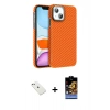 MARSİLYAN™- iPhone 14 Kılıf Doruk Serisi - Siyah Buffer Hayalet Cam Ekran Koruyucu + Diamond Kamera Lens - PE