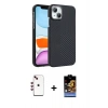 MARSİLYAN™- iPhone 14 Kılıf Doruk Serisi - Siyah Buffer Hayalet Cam Ekran Koruyucu + Shine Kamera Lens - KI