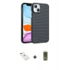 MARSİLYAN™- iPhone 14 Kılıf Doruk Serisi - Siyah Joko Magic 5D Hayalet Cam + Diamond Kamera Lens - KI
