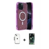 MARSİLYAN™- iPhone 14 Kılıf Eksen Çizgi - Şeffaf 360 Full Body Arka Koruyucu + Shine Kamera Lens - GS