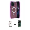 MARSİLYAN™- iPhone 14 Kılıf Eksen Çizgi - Şeffaf 360 Full Body Arka Koruyucu + Shine Kamera Lens - KI