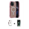 MARSİLYAN™- iPhone 14 Kılıf Eksen Çizgi - Şeffaf 360 Full Body Arka Koruyucu + Shine Kamera Lens - KI