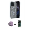 MARSİLYAN™- iPhone 14 Kılıf Eksen Çizgi - Şeffaf 360 Full Body Arka Koruyucu + Raze Metal Kamera Lens - SH
