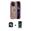 MARSİLYAN™- iPhone 14 Kılıf Eksen Çizgi - Şeffaf 360 Full Body Arka Koruyucu + PVD Metal Kamera Lens - YL